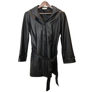 Black 100% Leather Jacket - Vintage Bagatelle